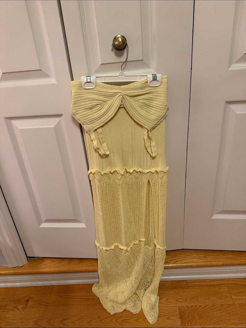 MESHKI Pointelle Knit Maxi Skirt set - Lemon - Picture 2 of 4